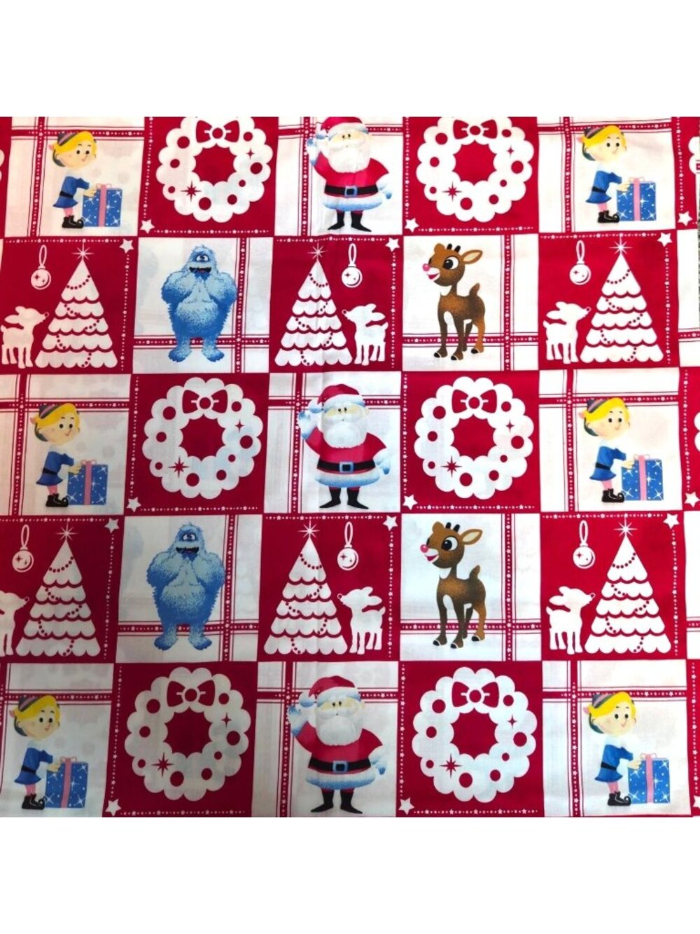 Vintage Rudolph Red-Nosed Reindeer Christmas Cotton Fabric 3 Yards Cranston OOP